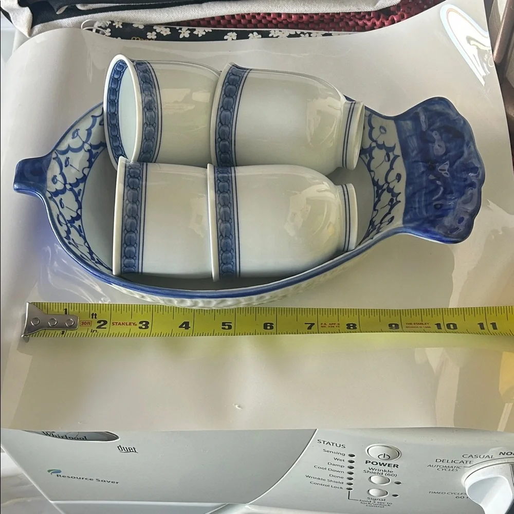 Blue and White Fish-Shaped Serving Set - Picture 6 of 9